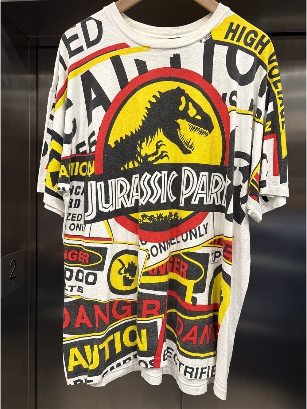 Vtg 1994 Rare Jurassic Park All Over Print Graphic T-Shirt